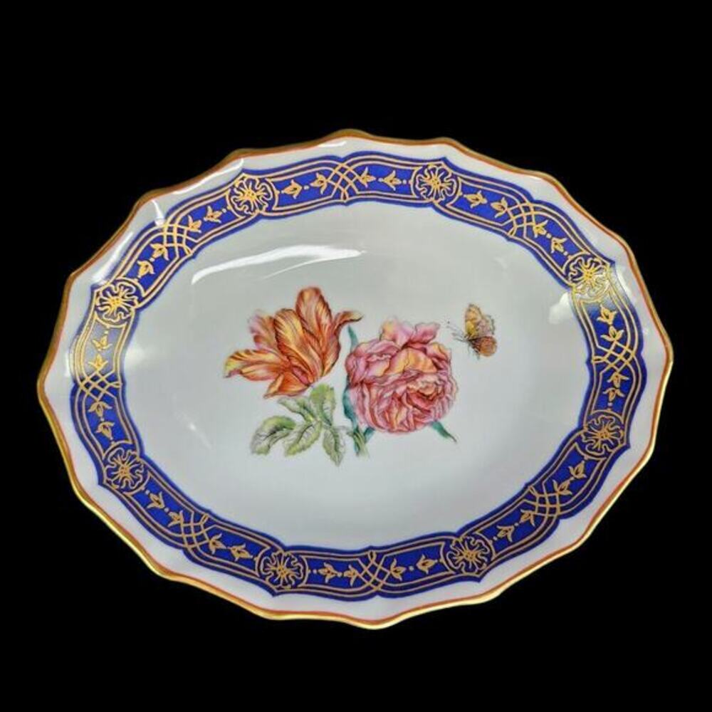 Mildred Mottahedeh Trinket Dish Merian Service Floral‎ Scalloped Oval Portugal